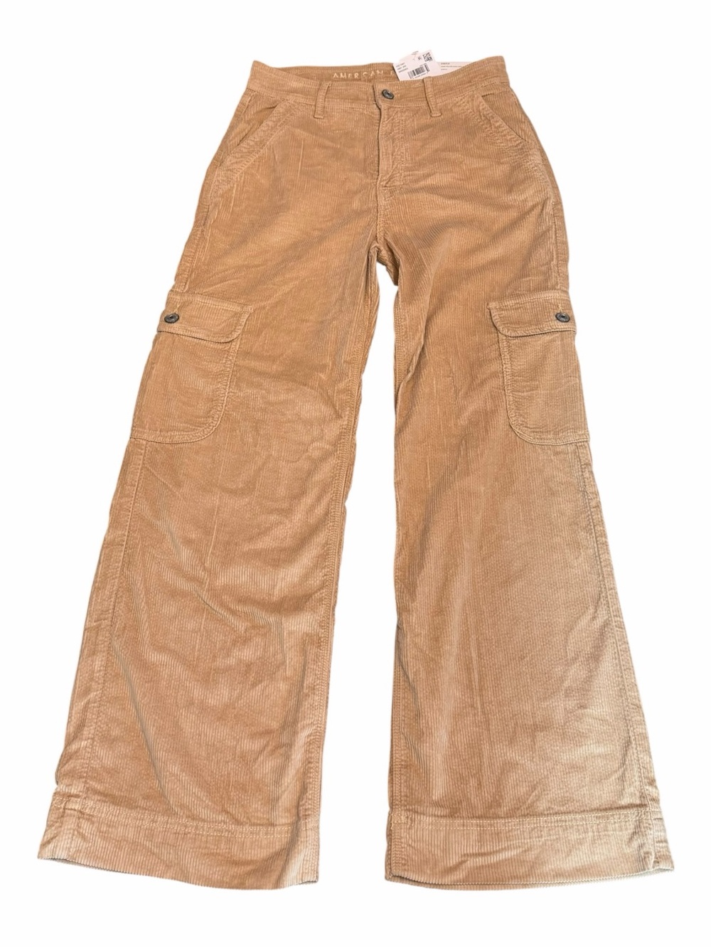 American Eagle Super High Rise Baggy Wide Leg Corduroy Cargo Pants 2 Short NWT